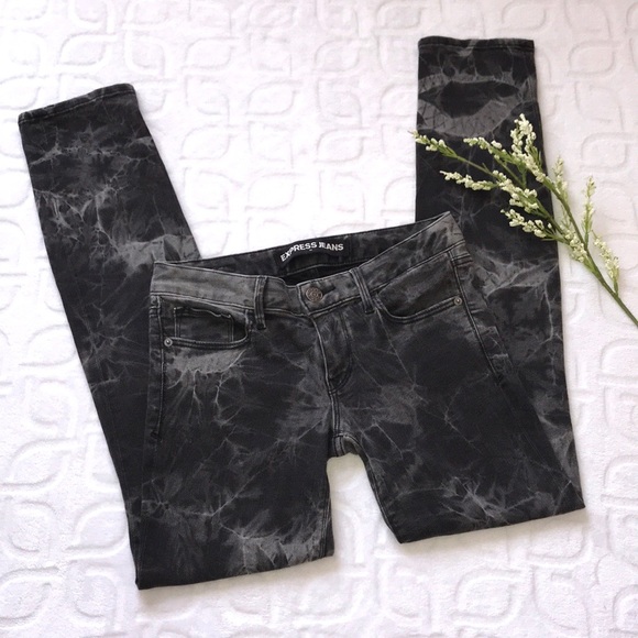 Express Denim - EXPRESS STELLA Low Skinny Jeans Black Tie Dye 4